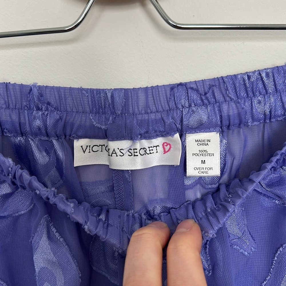 VTG Victoria’s Secret Purple Heart Sheer Pajama Pants - Size Medium - Picture 3 of 8